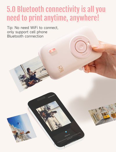 HPRT Portable Mini Photo Printer，Thermal Dye-Sublimation Printer（Pure Pink）