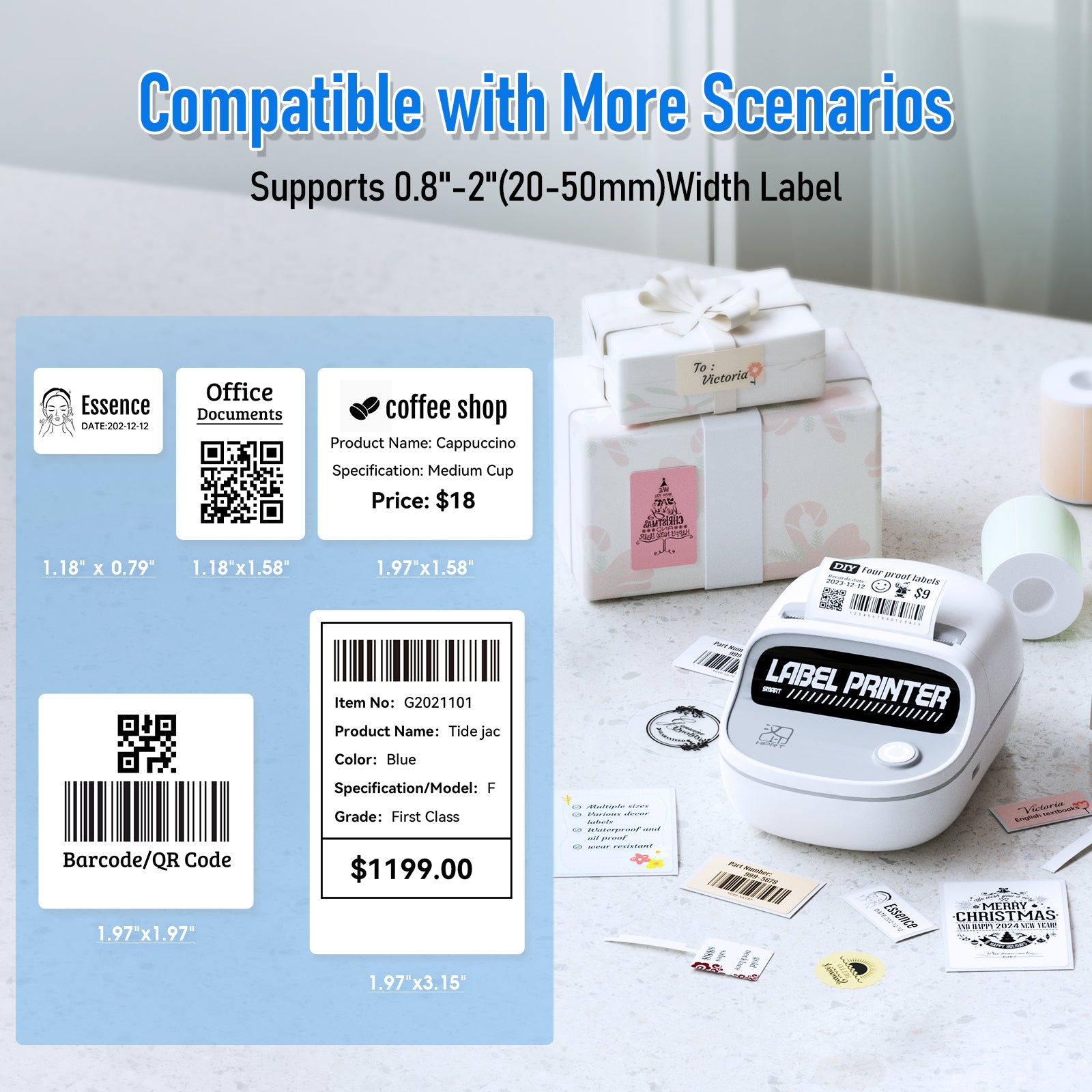 Label Auto Print HPRT T20 Bluetooth Portable Label Maker Machine with Tape - RFID Auto ...