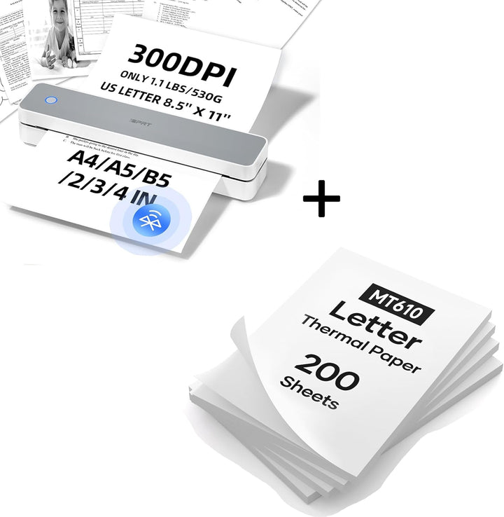 iDPRT MT610 Pro Portable Thermal Printer + 200 Pcs Thermal Paper