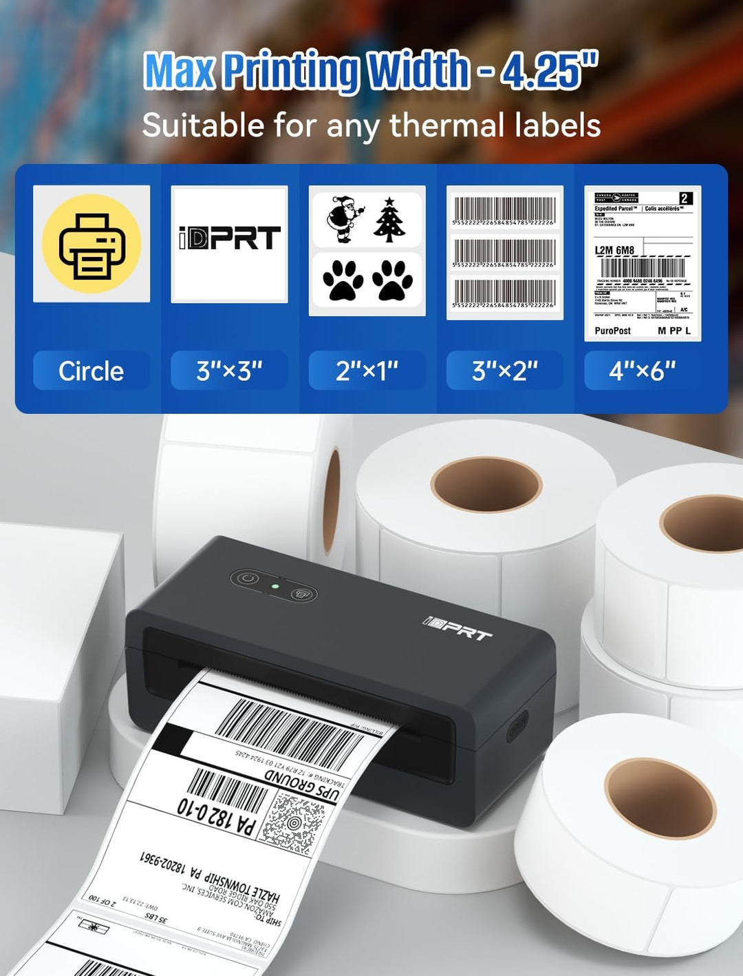iDPRT Bluetooth Thermal Label Printer SP460BT, 4X6 Shipping Label