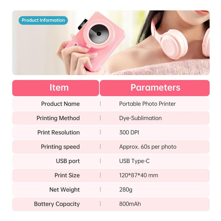 1114-254 プリンター HPRT Z5S Instant Print Camera – Portable 2x3 Photo Printer with