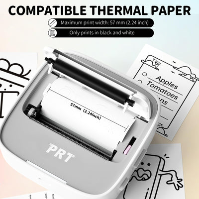 PRT S1 Inkless Mini Printer with 1 Roll Sticker Paper